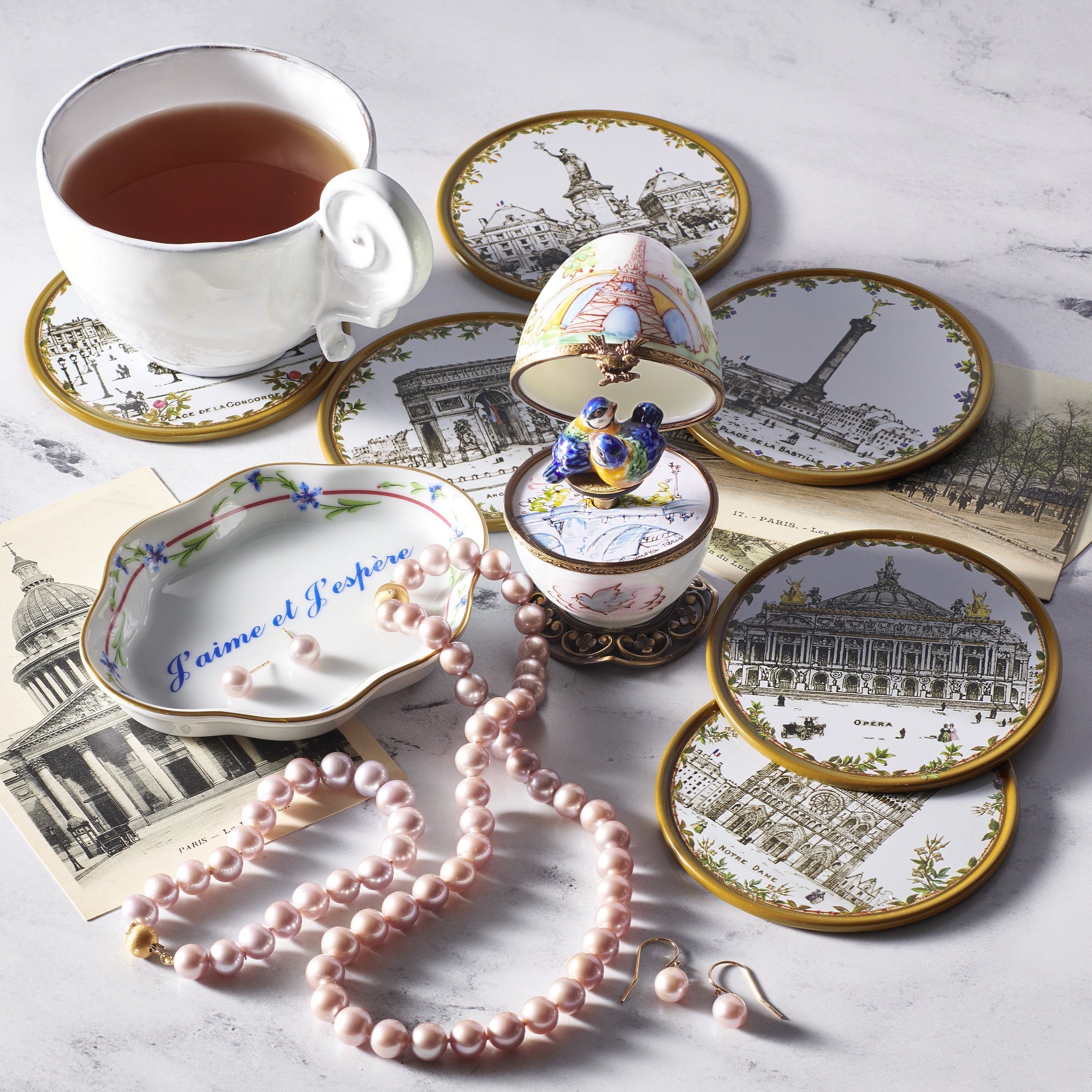 Paris Scenes Coaster Set - 6-Piece Elegant French Landmark Drink Coasters | Perfect for Home Decor, Coffee Table, Bar & Party Use