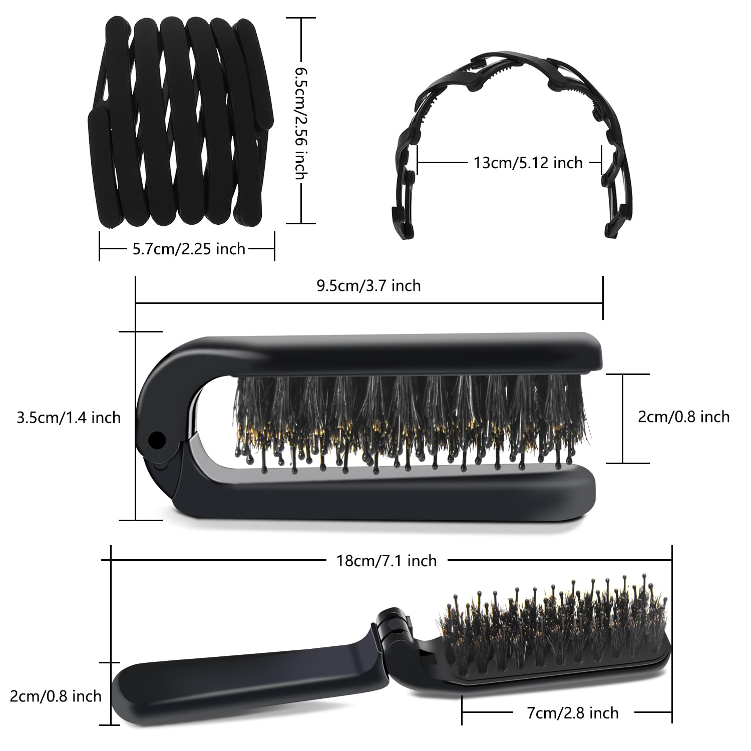 Aozzy Travel Folding Hair Brush with Boar Bristles - Compact Pocket Size Hairbrush for Women & Men - Perfect for On-the-Go Styling, Travel, Gym & Daily Use