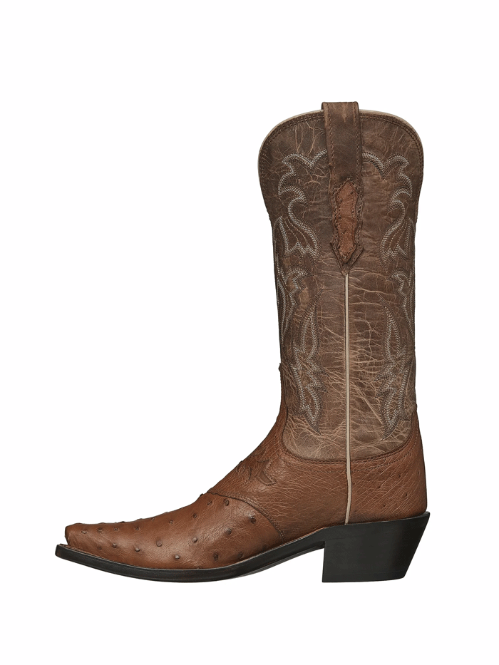 Lucchese M5603.S54 Women's Augusta Ostrich Vamp Boots in Camel Tan - Stylish Cowgirl Boots for Western Fashion, Rodeo & Country Events