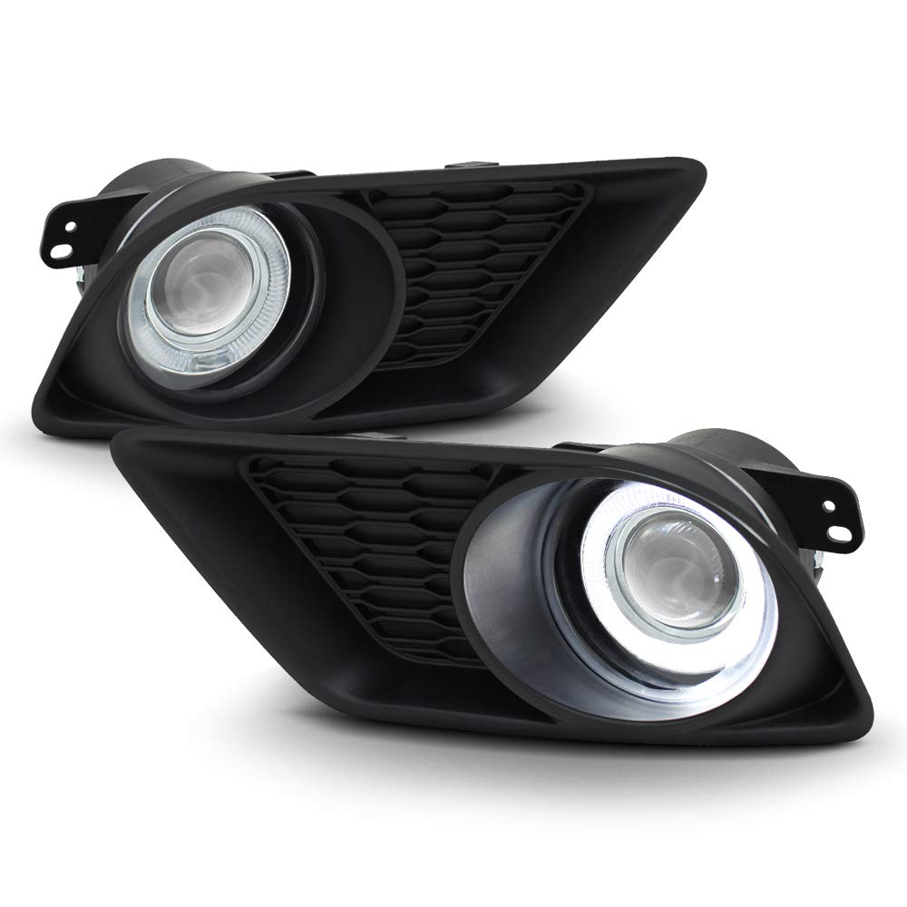 ACANII LED Halo Projector Fog Lights for 2011-2014 Dodge Charger - DRL Driving Lamps with Switch Assembly (Pair) - Perfect for Night Driving & Off-Road Adventures