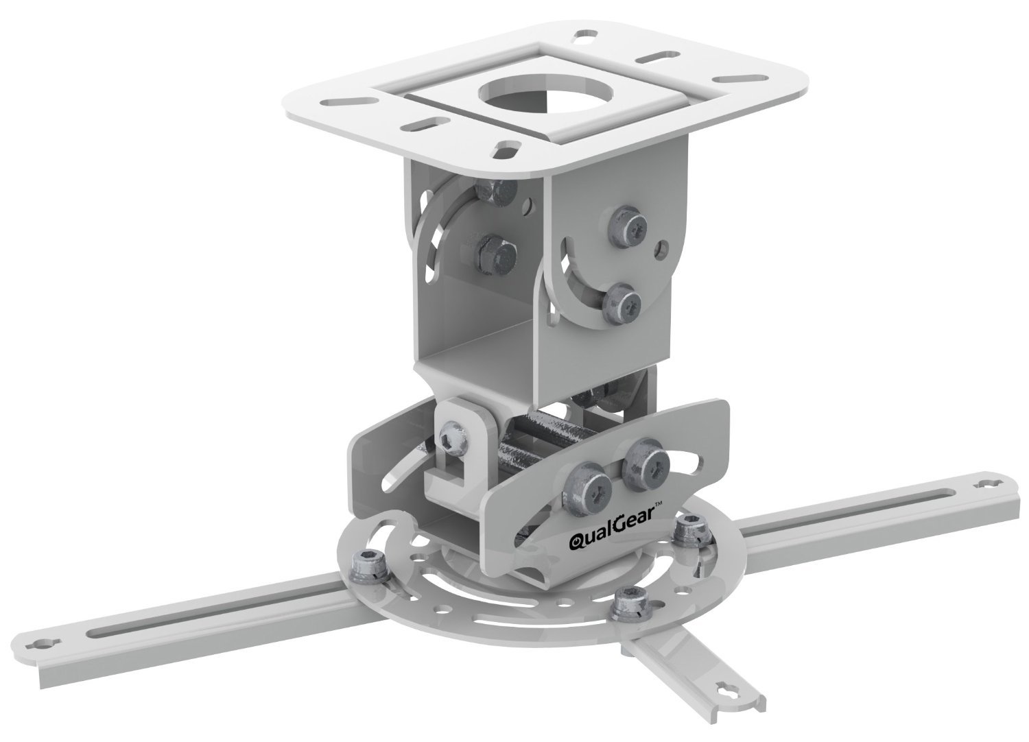 QualGear PRB-717-Wht Universal Ceiling Mount Bracket for Projectors - Secure Installation for Home Theater, Classroom & Office Presentations