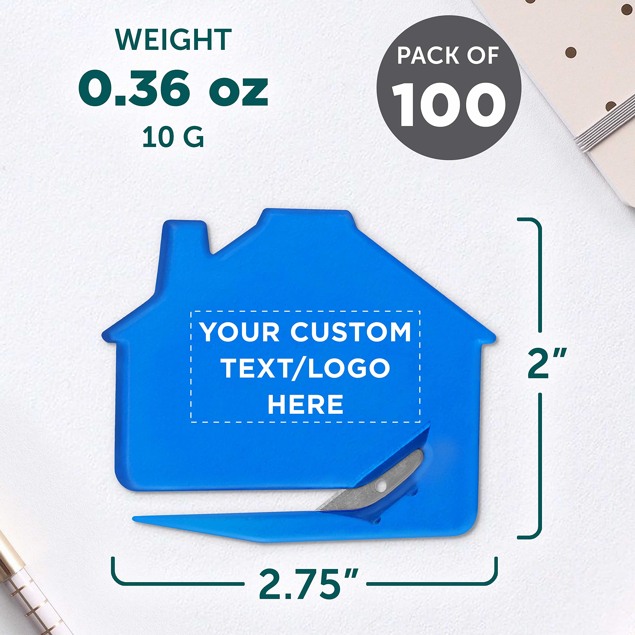 Custom House Letter Openers Set of 100 - Personalized Bulk Pack for Home & Office Use - Elegant TBlue Design - Ideal for Mail Opening, Corporate Gifts & Wedding Favors