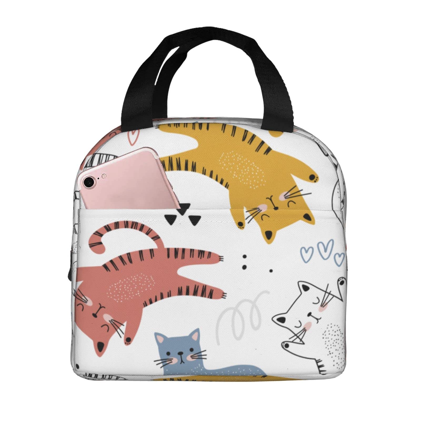 Funny Cat Insulated Lunch Bag - Reusable & Portable Cooler Tote for Men & Women - Perfect for Office, Picnic, School & Outdoor Activities
