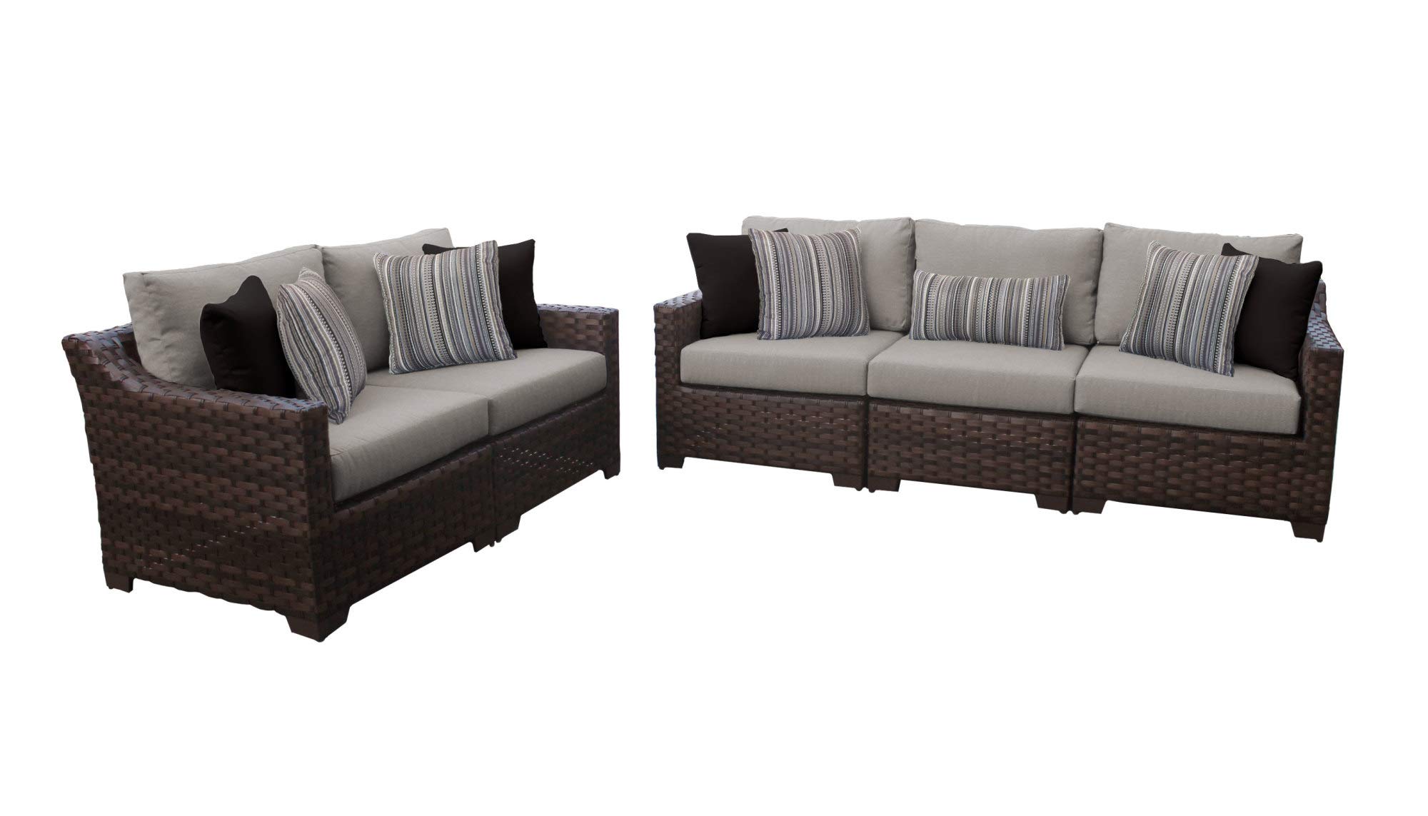 TK Classics Kathy Ireland River Brook 5-Piece Outdoor Wicker Patio Furniture Set in Ash - Perfect for Backyard, Garden, Poolside & Patio Relaxation