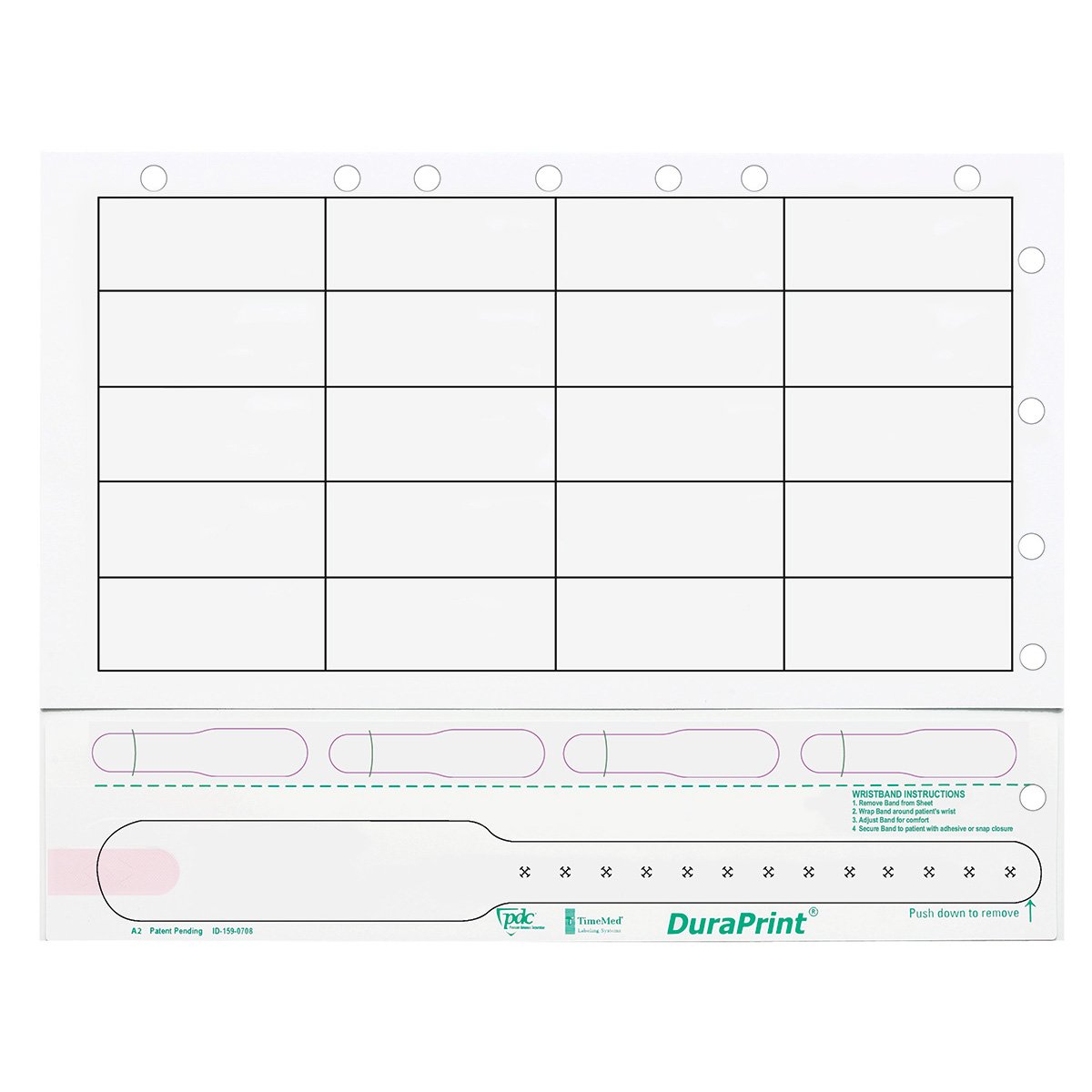 DuraPrint 9325-11-PDR White Wristbands & Label Sheets for Adults - 1000 Count Box | Ideal for Hospitals, Events, and Patient Identification