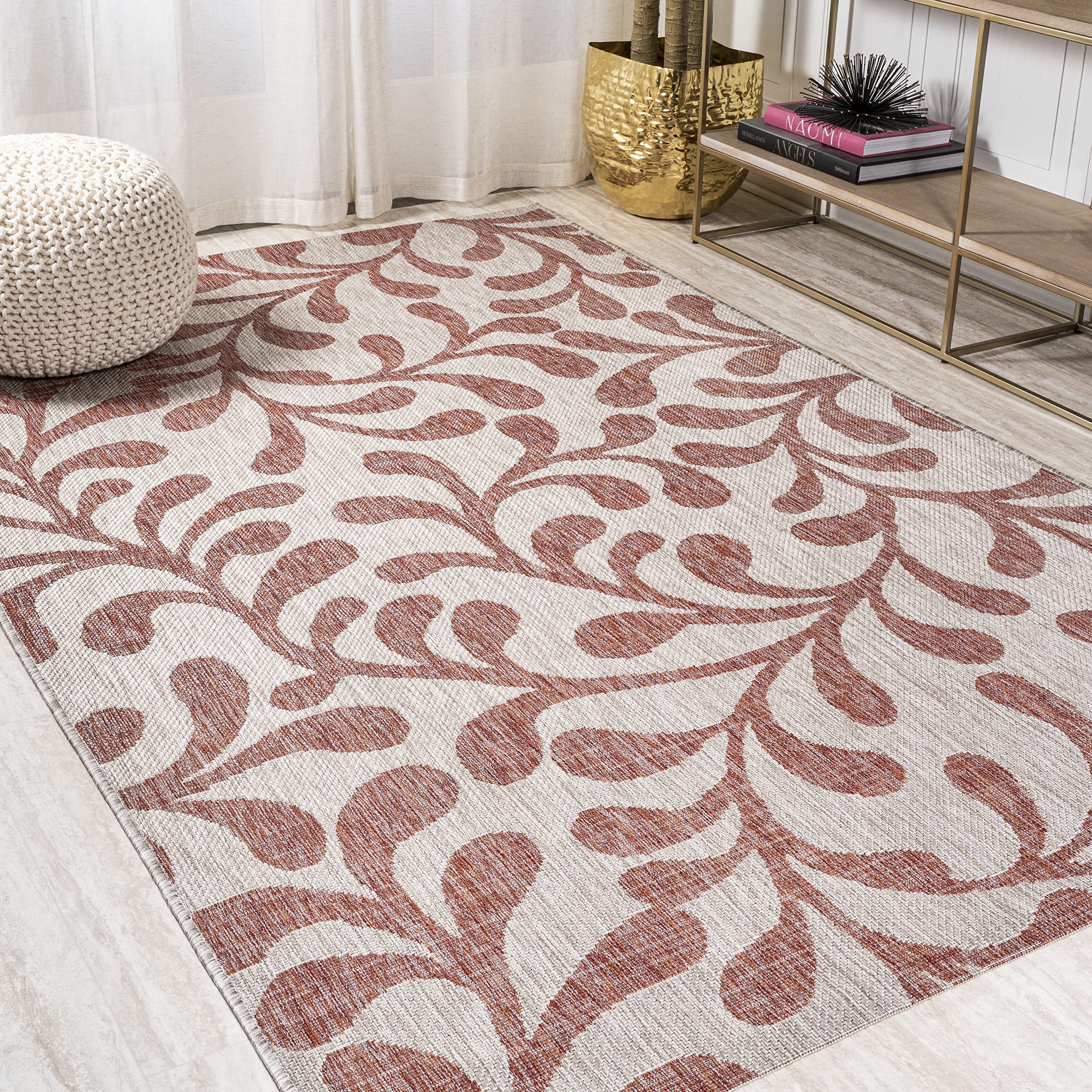 JONATHAN Y SMB117B-3 Bohemian Coastal Indoor/Outdoor Area Rug - 3x5 Feet, Red/Beige, Non-Shedding & Easy to Clean - Perfect for Bedroom, Kitchen, Backyard, Patio & Coastal Decor