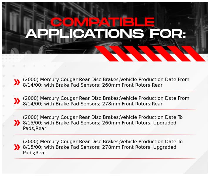 R1 Concepts Rear Brake Pads and Rotors Kit with Hardware & Sensor - OE Performance Replacement for 2000 Mercury Cougar | Smooth Stopping Power for Daily Commute & Highway Driving