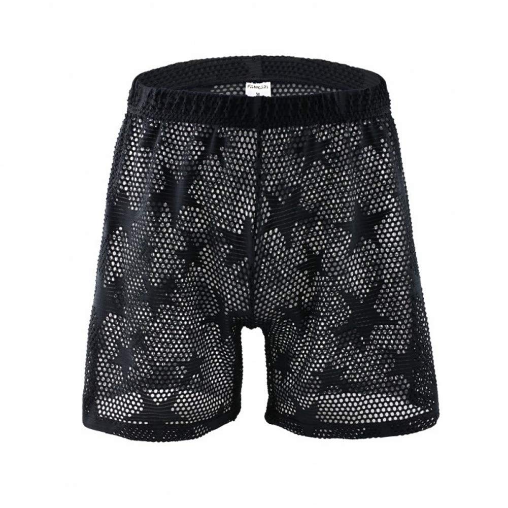 Men's Quick-Dry Star Mesh Boxer Briefs - Breathable Swim Trunks & Bikini Shorts for Swimming, Beach & Gym Workouts - Comfortable Underwear for Active Lifestyle