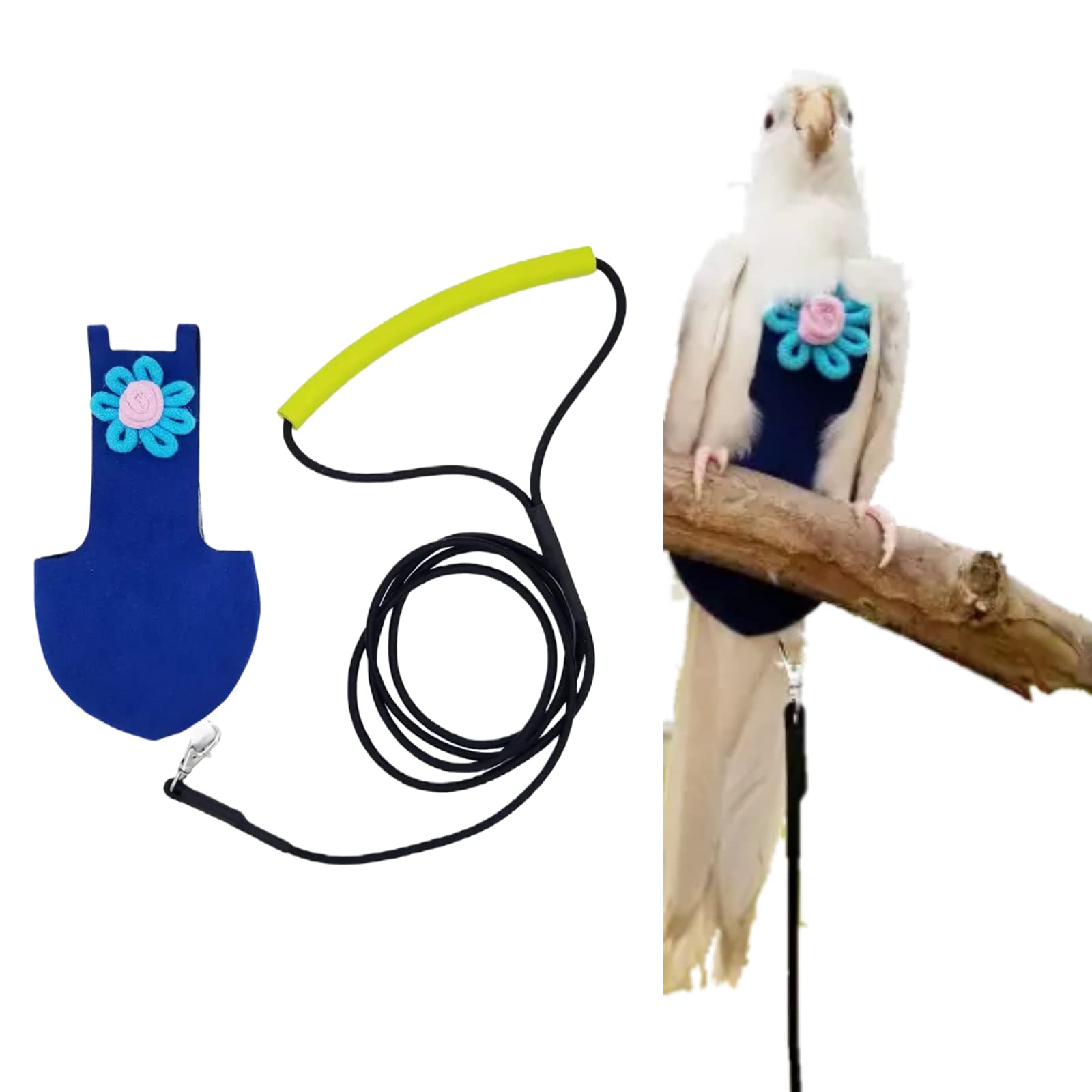 Parrot Diaper Harness Flight Suit with Leash for Cockatiels & Pet Birds - Medium Blue Bird Clothes for Training & Travel - Perfect for Outdoor Adventures & Home Playtime