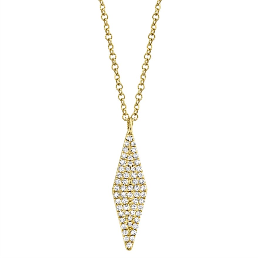 14K Gold 0.17 CTW Diamond Rhombus Pendant Necklace - Elegant Jewelry Gift for Women, Perfect for Weddings, Anniversaries & Special Occasions
