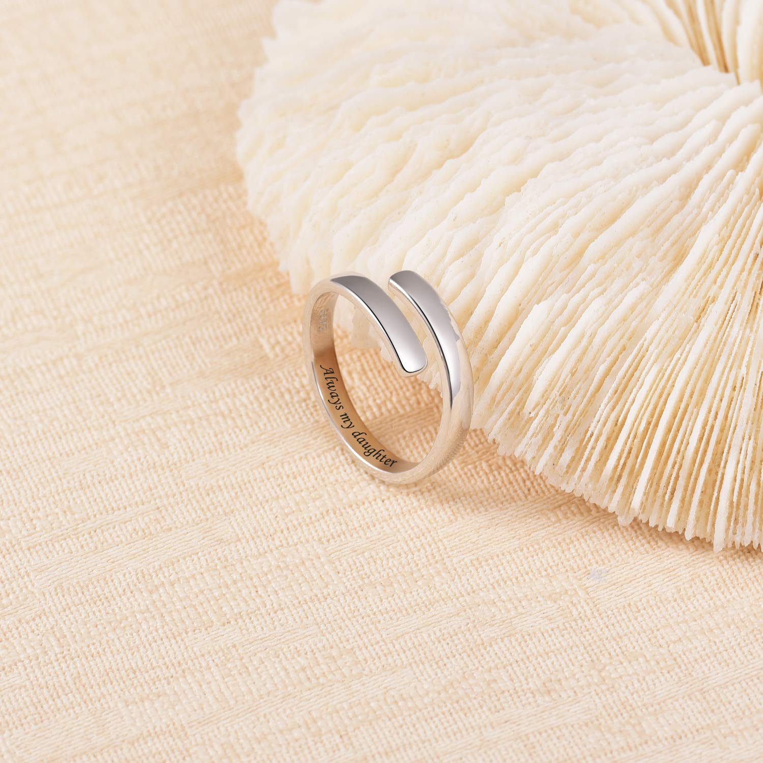 BEILIN 925 Sterling Silver Adjustable Ring - Inspirational Jewelry for Women & Teens, Motivational Gift for Graduation, Birthday & Everyday Wear