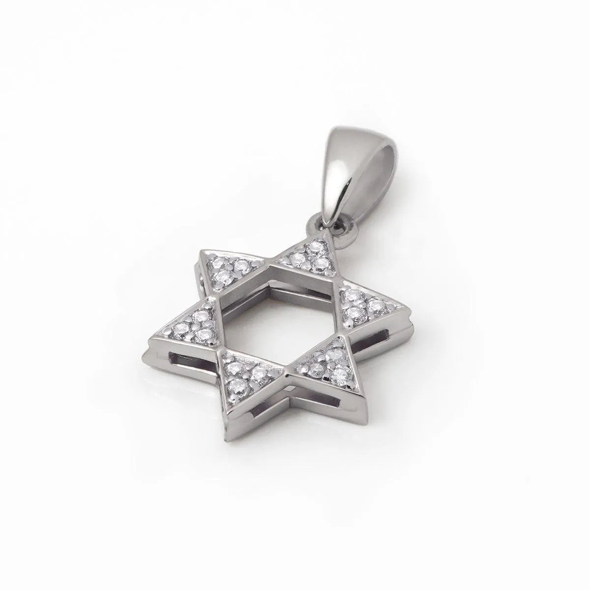 14K White & Yellow Gold Star of David Necklace with 18 Diamonds - Elegant Jewish Jewelry for Hanukkah, Bar Mitzvah & Special Occasions