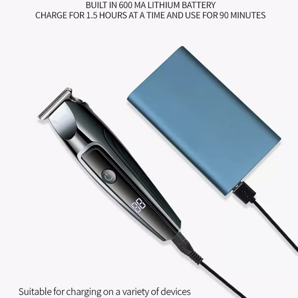 Professional Hair Clippers for Men - Rechargeable Cordless Electric Hair Trimmer with 2 Speed Settings & LED Display - Perfect for Home Barbering, DIY Haircuts, and Beard Grooming (Black)