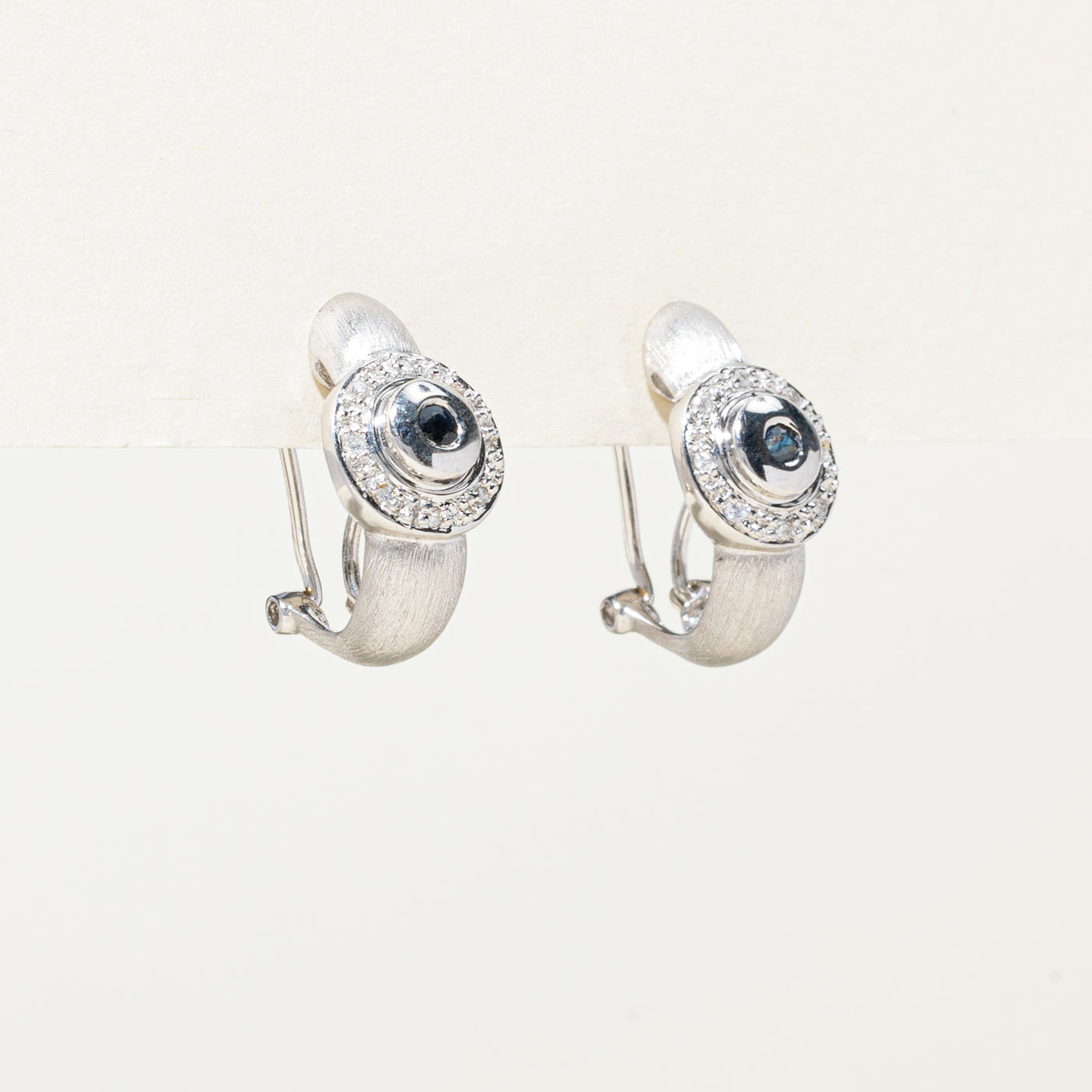 Diamond & Sapphire Huggie Earrings | 0.12ctw Diamond & 0.11ctw Sapphire | 14K Gold Hoop Earrings for Women | Perfect for Weddings, Parties & Everyday Wear