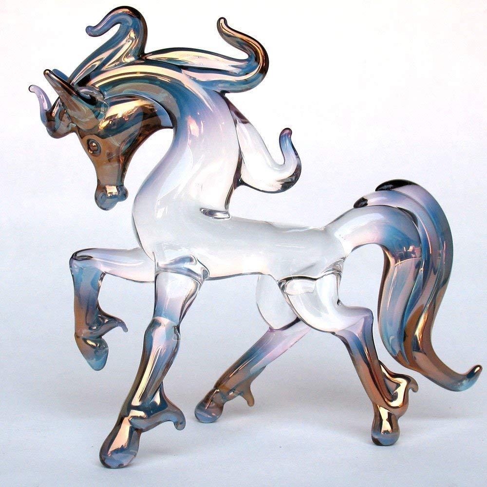 Hand Blown Glass Prancing Horse Figurine - Elegant Stallion Sculpture for Home Decor, Office Display, and Equestrian Gift Ideas