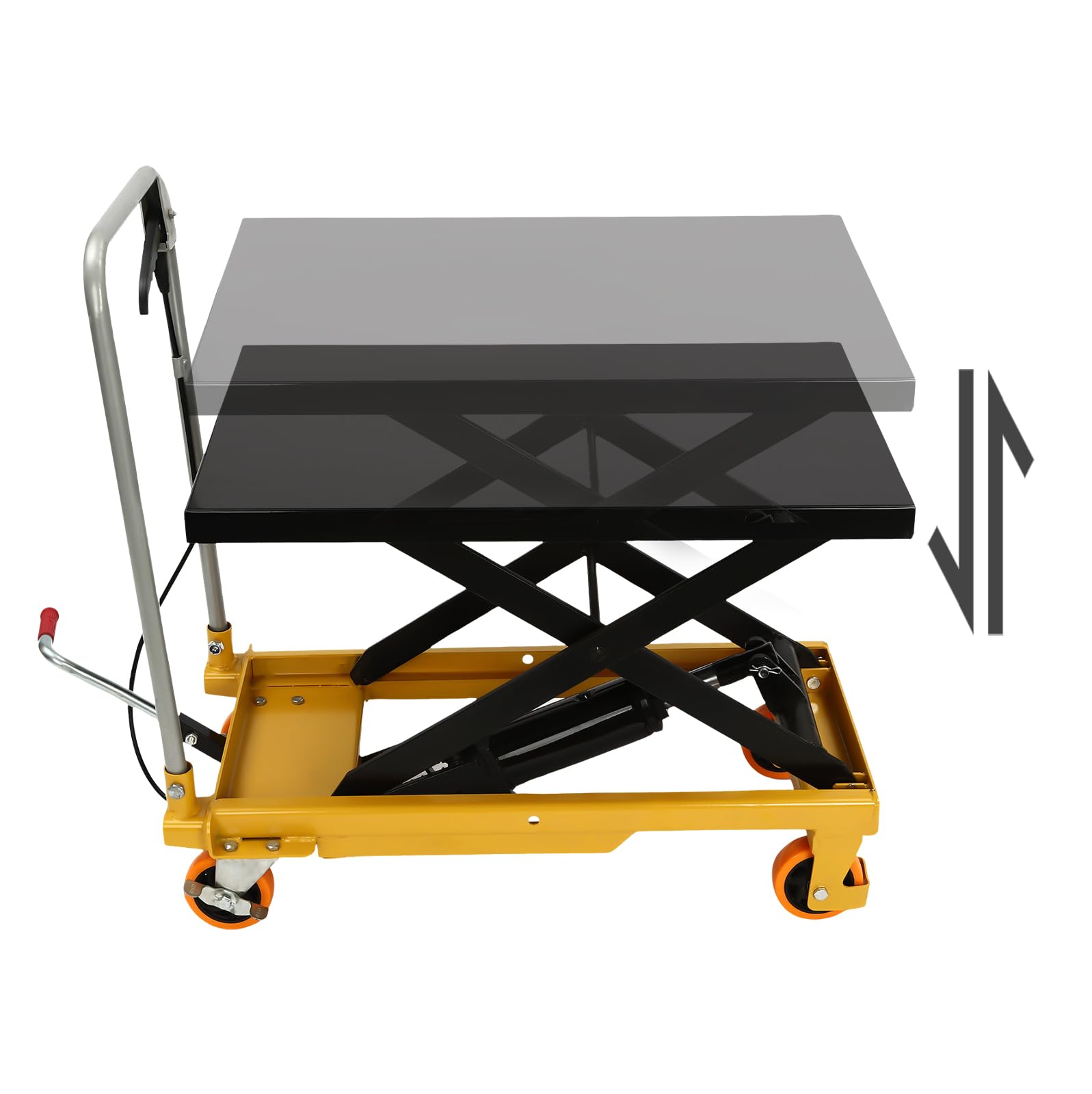 500lbs Steel Hydraulic Scissor Lift Table - Heavy Duty Freestanding Workbench with Locking Wheels for Warehouse, Workshop & Industrial Material Handling | Perfect for Loading, Assembly & Transportation Tasks