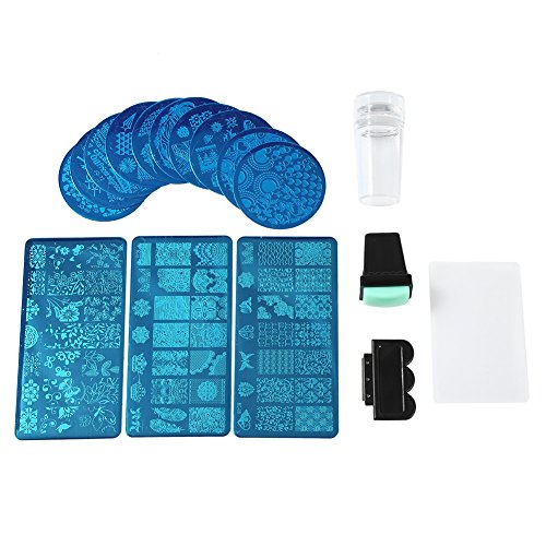 Professional Flower Forest Nail Art Stamping Plates Kit - 13Pcs Floral Design Metal Plates with 2 Stamper & Scraper Sets - DIY Manicure Tools for Salon & Home Nail Art - Perfect for Spring Nails, Bridal Party, and Special Occasion Designs