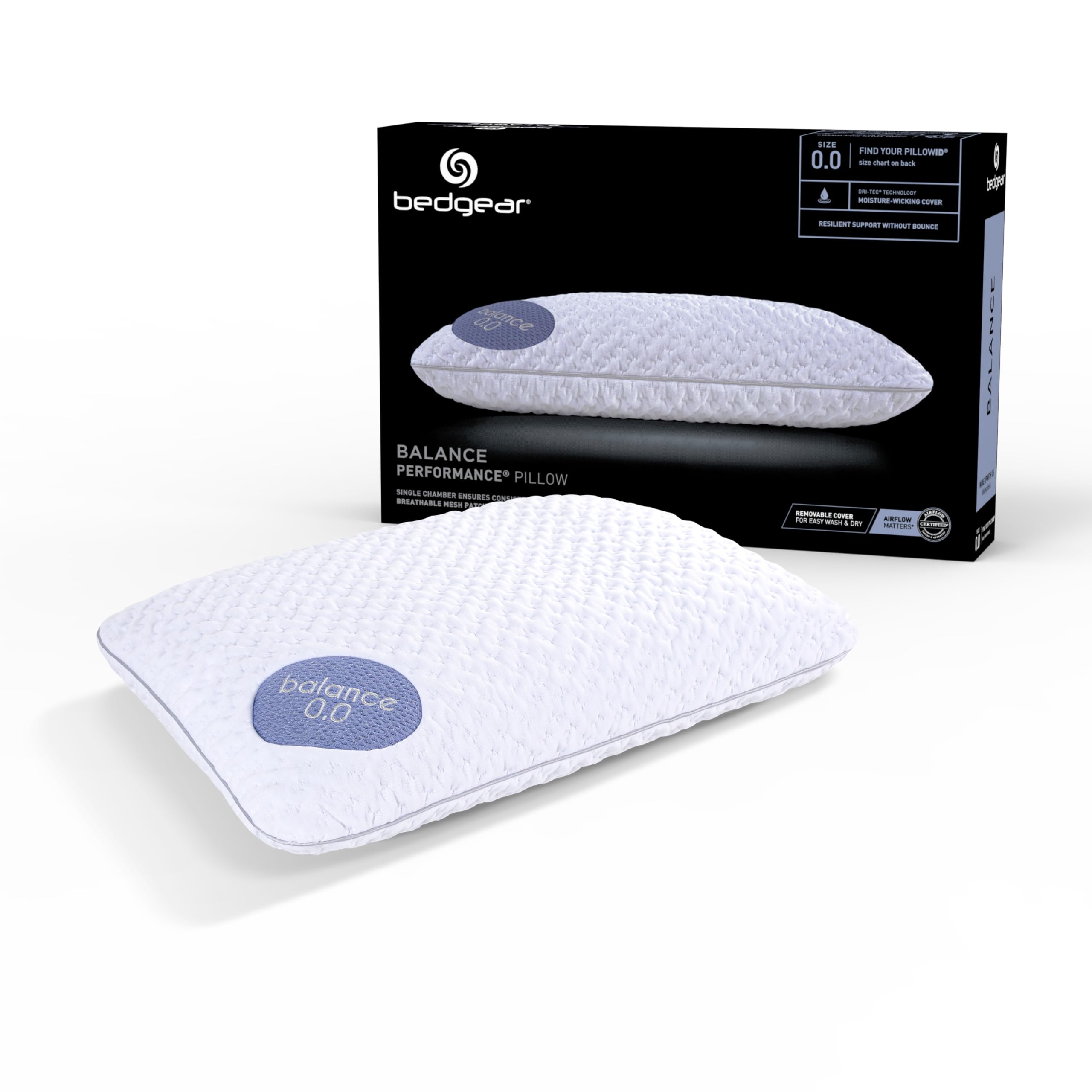 Bedgear Balance Performance Pillow – Medium Firmness Cooling Pillow for Side, Back & Stomach Sleepers – Moisture Wicking, Washable Cover – 20x26x4.75 Inches – Ideal for Hot Sleepers & Athletes Recovery
