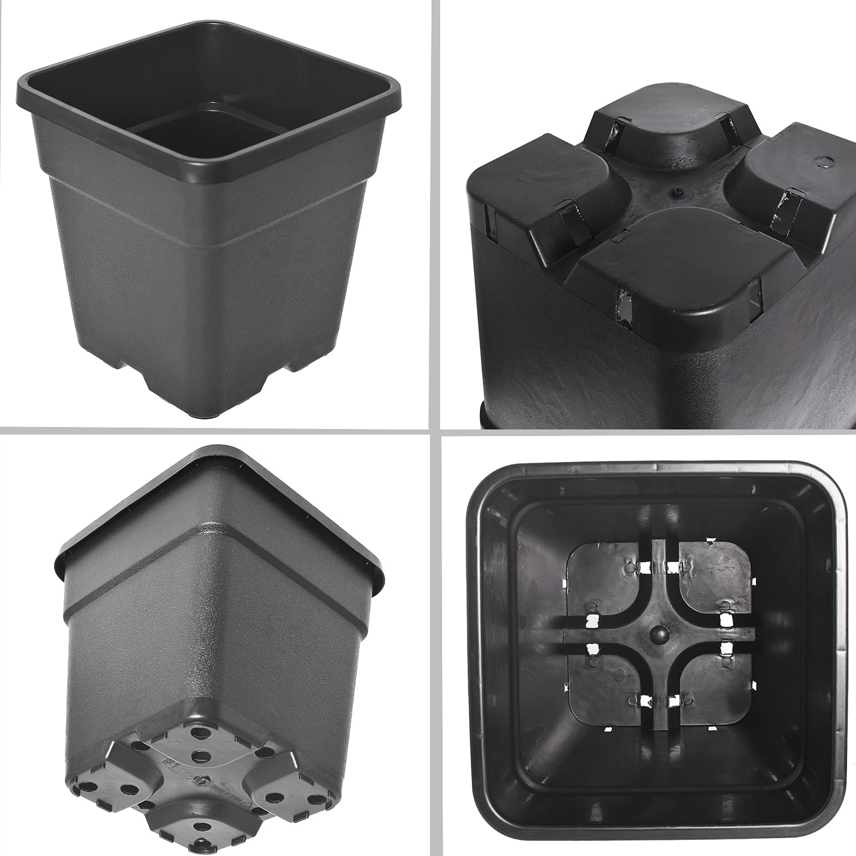 10-Pack 2 Gallon Plastic Plant Pots with Drainage Holes - Durable Injection Molded Flower Planters for Indoor/Outdoor Plants, Vegetables, Seedlings & Gardening - Perfect for Home, Garden, Nursery & Urban Farming