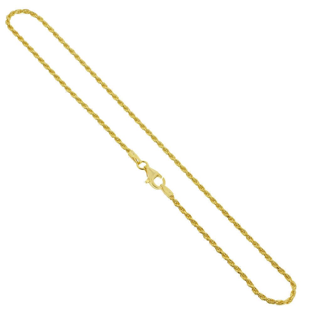14K Gold Plated 925 Sterling Silver 1.5mm Rope Ankle Chain Bracelet - Elegant Foot Jewelry for Women, Perfect for Beach, Summer Outfits & Special Occasions