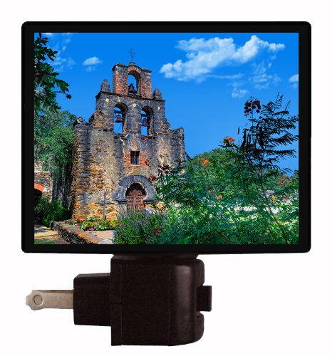 Religious LED Night Light - Espada Mission San Antonio Themed Plug-in Night Lamp for Bedroom, Nursery, Prayer Room & Home Decor