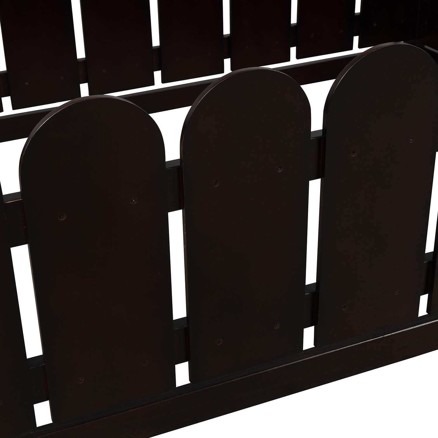 MERITLINE Wooden Twin House Bed for Kids & Teens - Montessori Cabin Bed with Roof & Fence - Toddler Floor Bed in Espresso - Perfect for Bedrooms, Playrooms & Montessori Learning Spaces