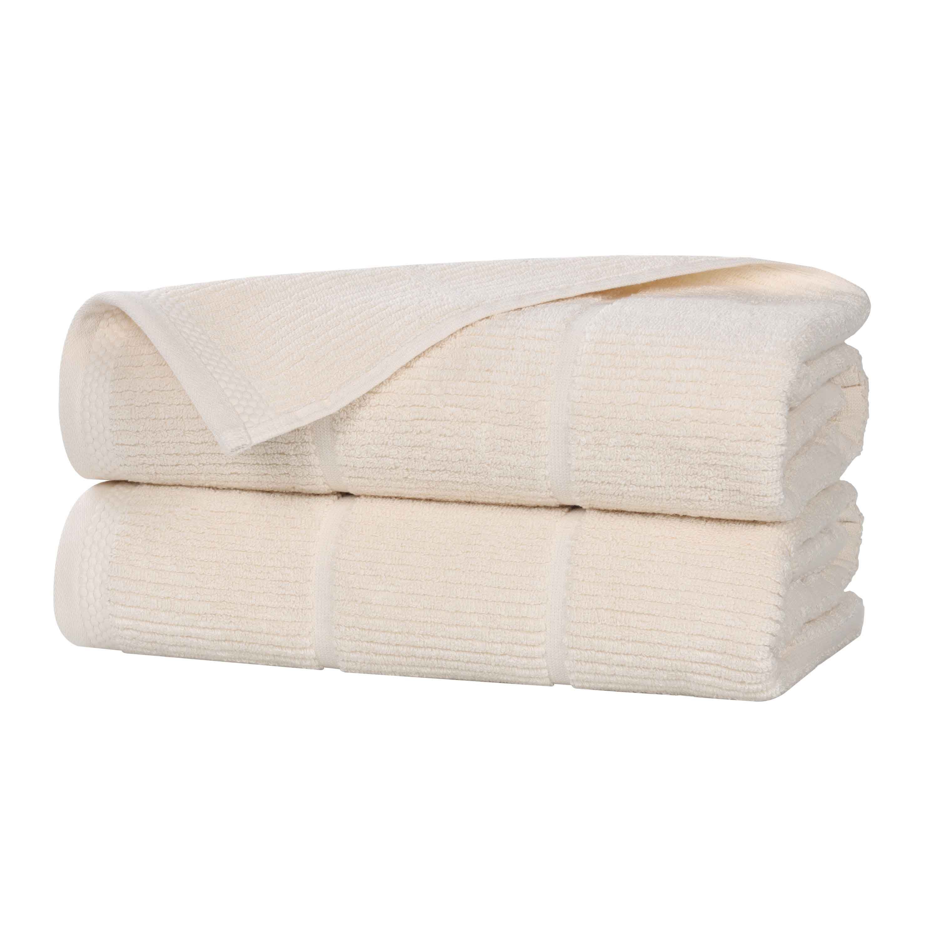 Milo Smart Twist Cotton Solid Ribbed Design Bath Sheets, Set of 2 - Ultra Soft & Absorbent Luxury Towels for Spa, Bathroom & Beach Use