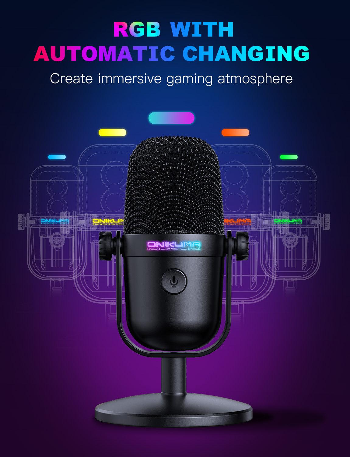 ONIKUMA M830 USB Condenser Gaming Microphone with Noise Cancellation - Mini USB Mic for PC, PS4, Streaming & Podcasting - Perfect for Gamers, YouTubers & Voice Chat