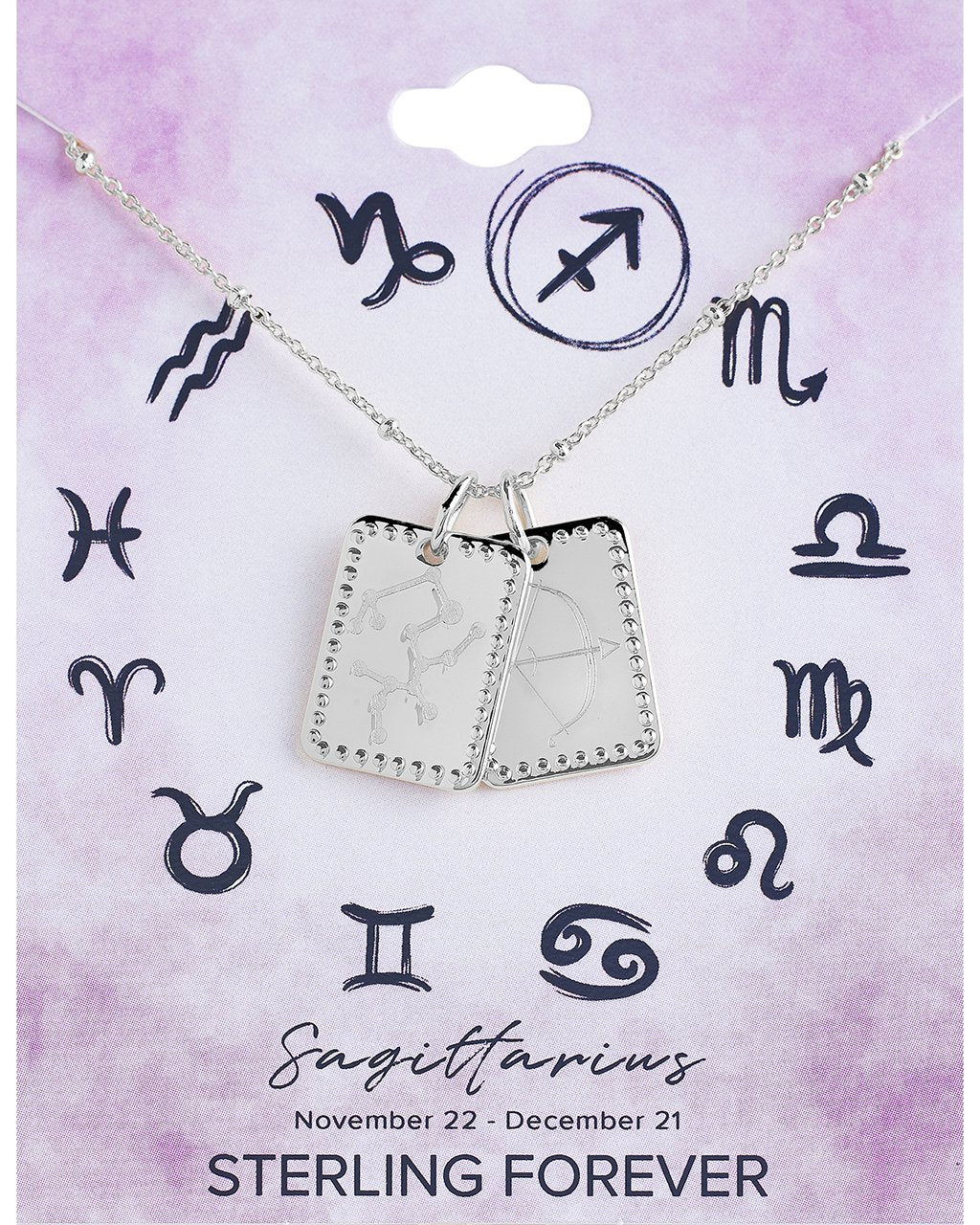 Personalized Zodiac Sign Tag Necklace - Custom Name & Date Pendant for Women & Men - Perfect for Birthdays, Anniversaries & Gifts