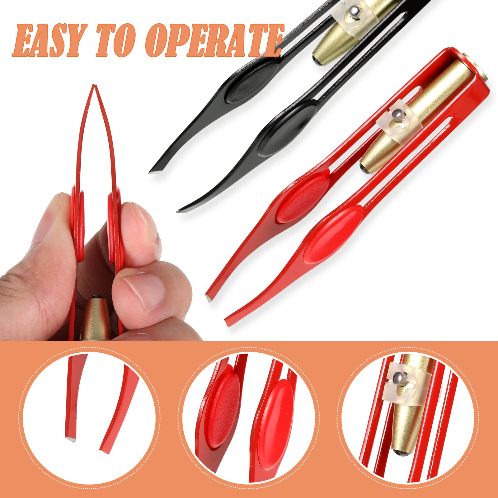 2 Pack LED Lighted Tweezers - Stainless Steel Eyebrow Tweezers for Hair Removal, Makeup & Precision Grooming (Black & Red) - Perfect for Eyebrow Shaping, Facial Hair Removal & DIY Beauty at Home