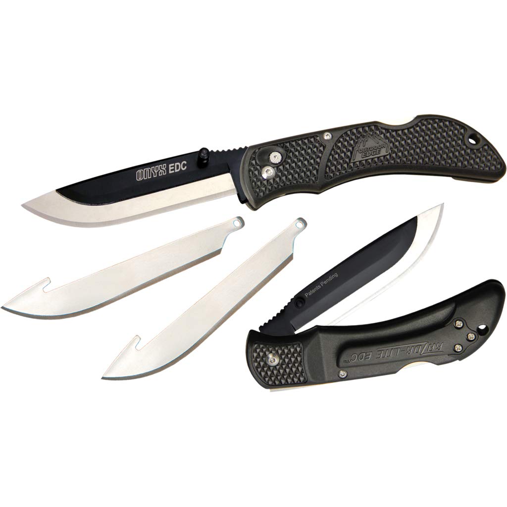 Outdoor Edge Onyx EDC Knife - Black Tactical Pocket Knife for Everyday Carry, Camping, Hiking & Survival | Compact & Durable Outdoor Knife