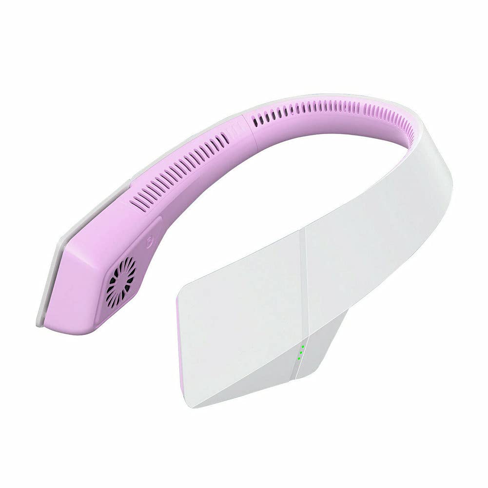 AUSUKY Portable USB Neck Fan - Hands-Free Personal Cooling Fan with Adjustable Speed, Rechargeable Battery for Outdoor, Office, Travel (Pink) - Perfect for Hiking, Camping, Gym & Summer Activities
