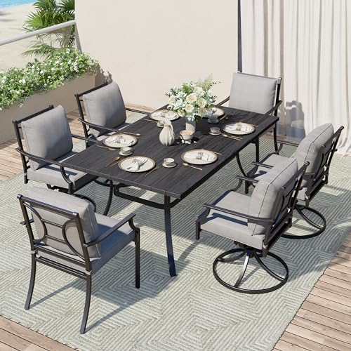 4 Patio Swivel & 2 Patio Fixed Dining Chairs & 1 Rectangular Table
