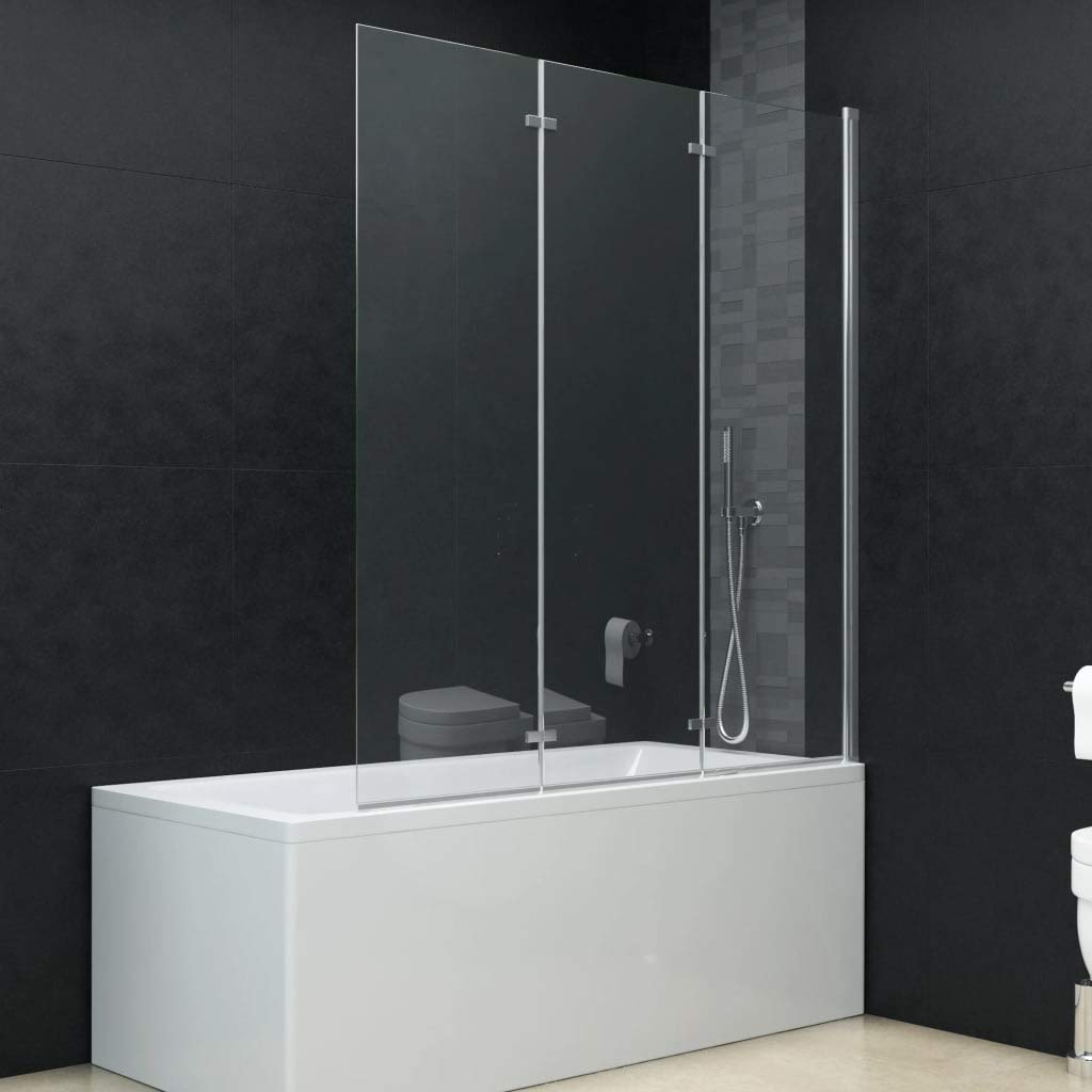 Unfade Memory 3-Panel Folding Shower Enclosure with Safety Glass & Chrome-Plated Frames - 51.2