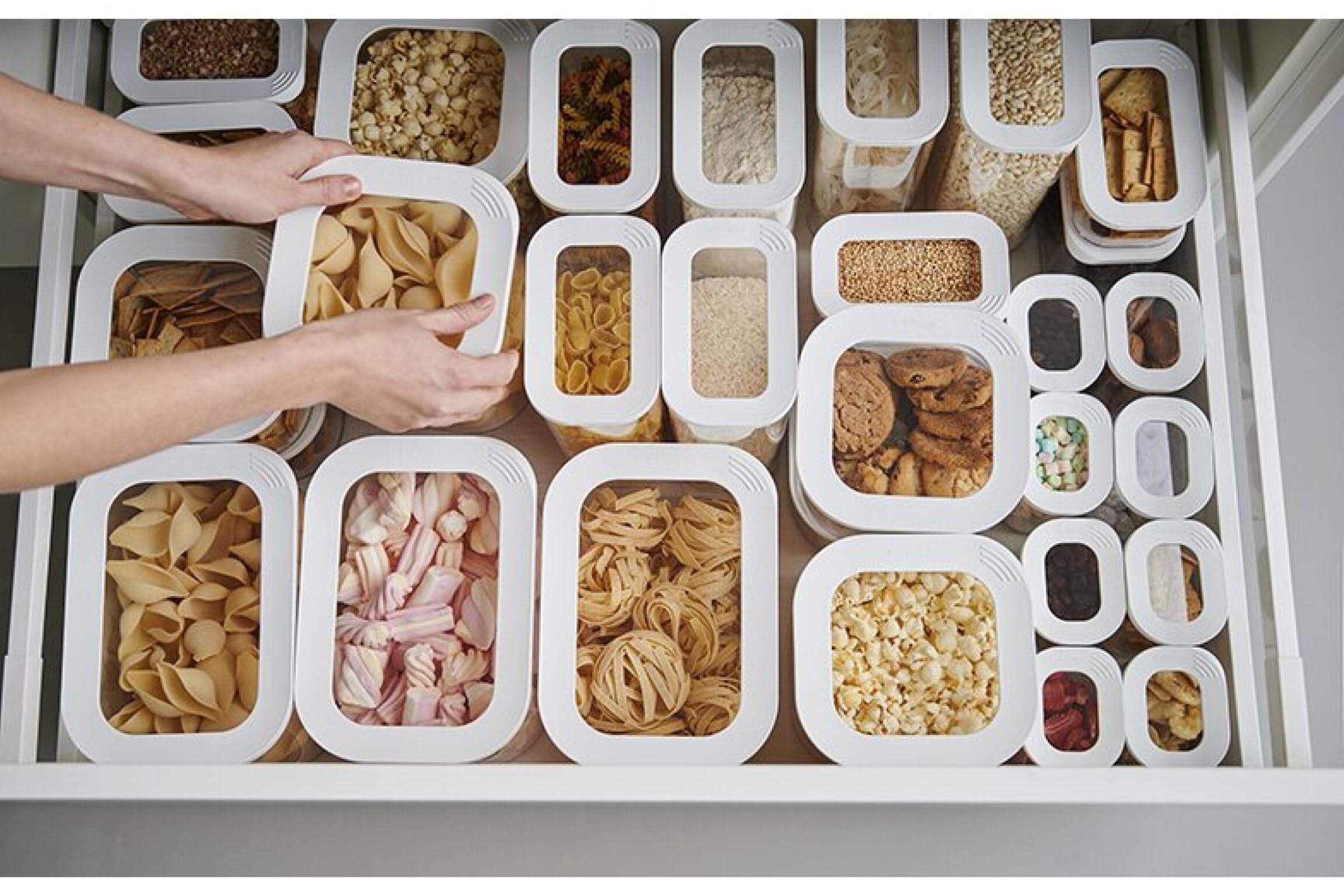 Mepal MODULA 7-Piece Airtight Food Storage Container Set - BPA Free Plastic Cereal & Pasta Organizers with 3 Transparent Lids - Perfect for Kitchen Pantry Organization, Meal Prep, and Snack Storage