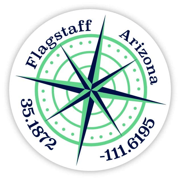 Flagstaff Arizona 4-Inch Fridge Magnet with Latitude Longitude Compass Design - Perfect for Travel Lovers, Souvenir Collectors & Home Decor