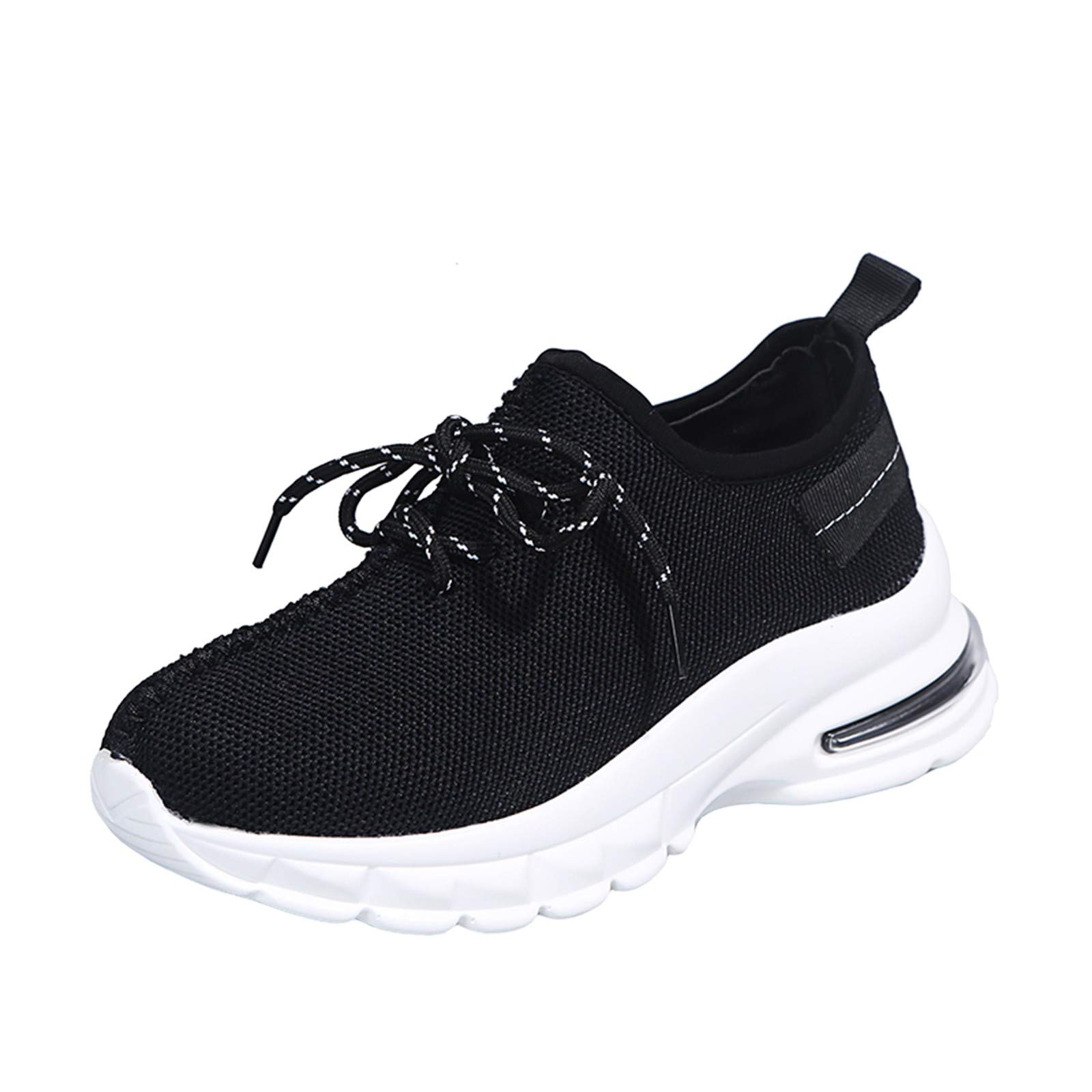 FAMOORE Women's Slip-On Casual Flats - Comfortable Blue & White Shoes for Women & Men | Perfect for Walking, Work & Everyday Wear (Black, Size 9.5)