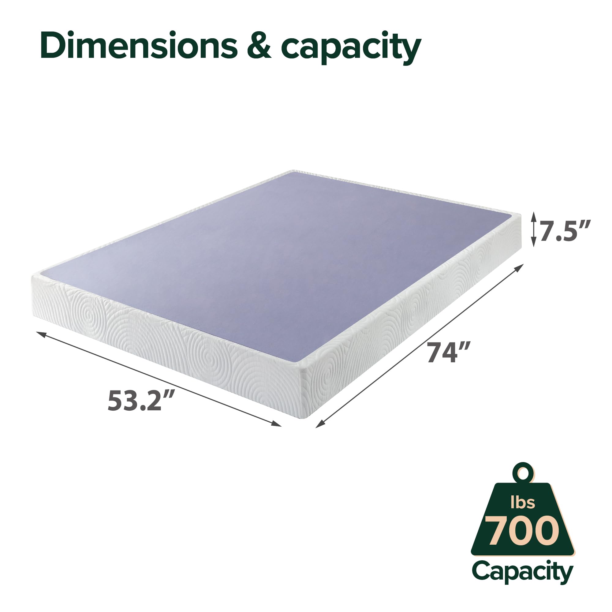 ZINUS 7.5 Inch Metal Box Spring with Wood Slats - Full Size Sturdy Steel Mattress Foundation - Easy Assembly for Bedroom, Guest Room & Dormitory