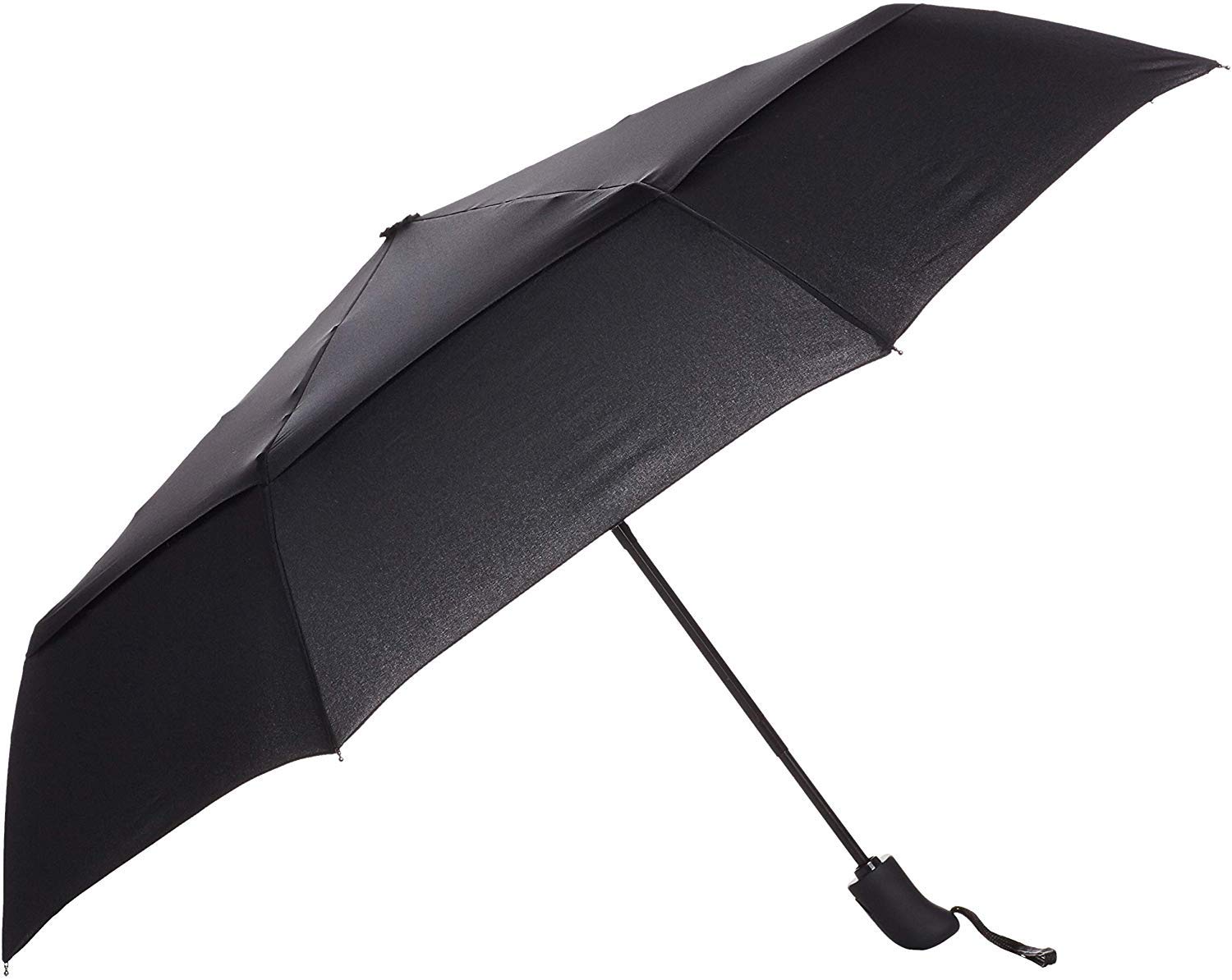 Amazon Basics Automatic Compact Travel Umbrella - Black, Windproof Folding Umbrella for Men & Women, Perfect for Commuting, Business Trips & Outdoor Activities