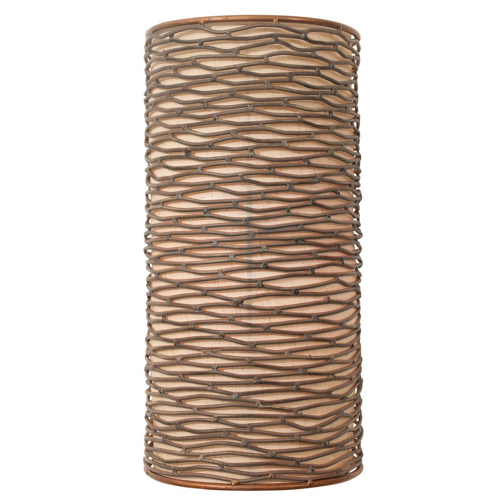 Flow 1-Light Wall Sconce with Hammered Ore Finish, Tan Silk Slug Shade & Acrylic Diffuser - Perfect for Bedroom, Hallway & Living Room Lighting