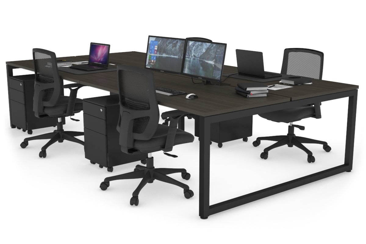 Quadro Loop Legs 4-Person Office Workstation - 1400L x 800W with Cable Management Scallop - Perfect for Collaborative Workspaces & Open Office Environments