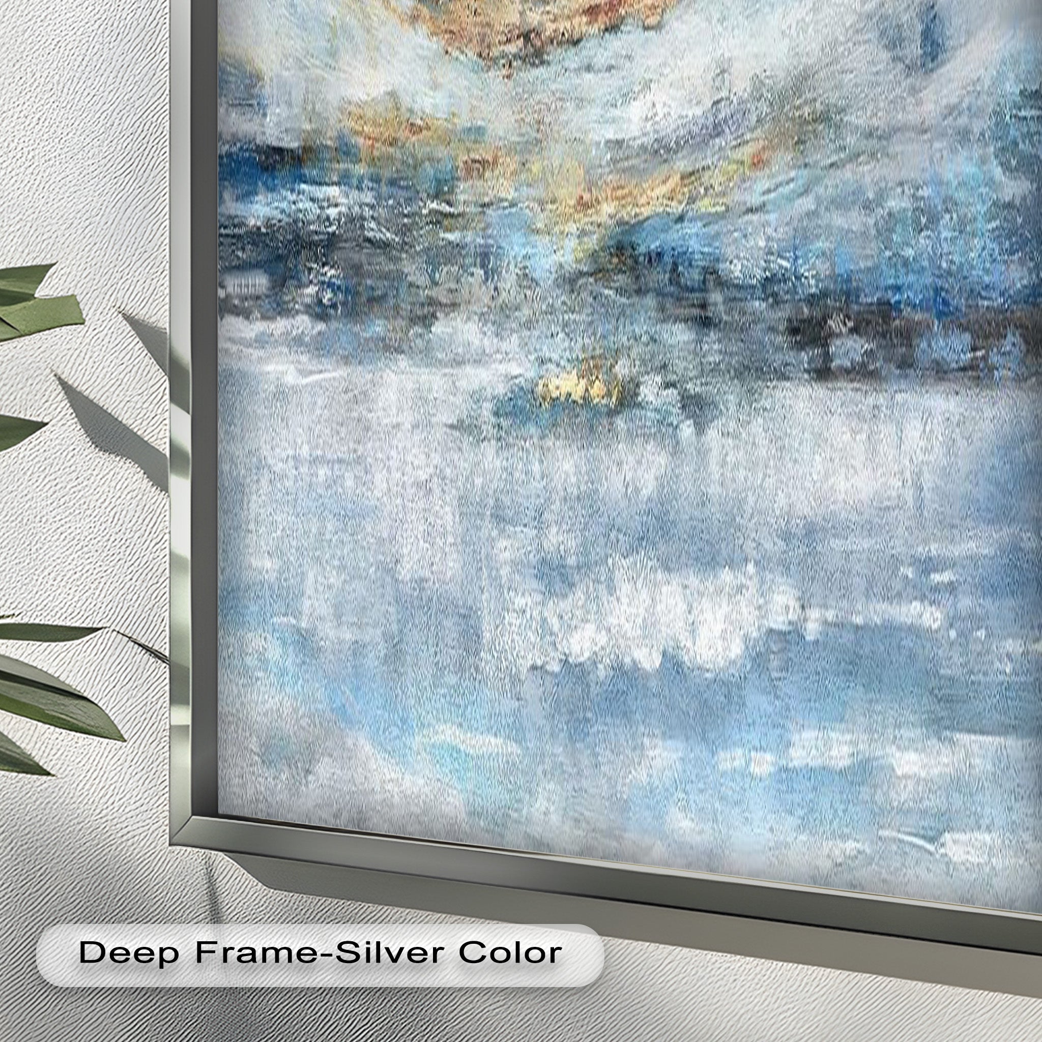 Abstract Blue Framed Wall Art - Modern Expressionist Oil Painting for Living Room, Bedroom & Office Decor