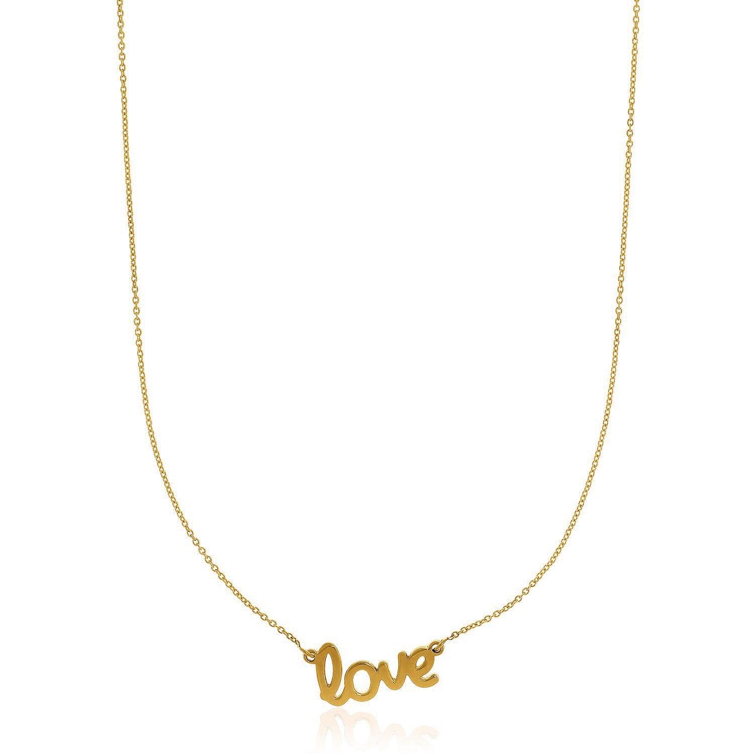 14K Yellow Gold Script LOVE Necklace for Women - Elegant Dainty Layering Necklace, Perfect Gift for Valentine's Day, Anniversary & Everyday Wear
