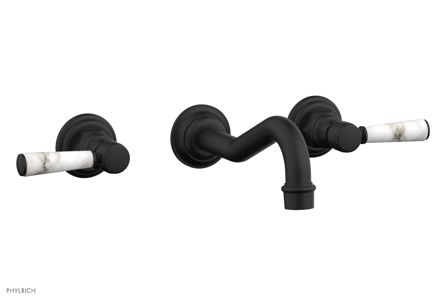 HENRI Wall Lavatory Set - White Marble Lever Handles 161 13 | Modern Bathroom Faucet & Sink Handle Set | Perfect for Bathroom Renovation & Luxury Home Decor