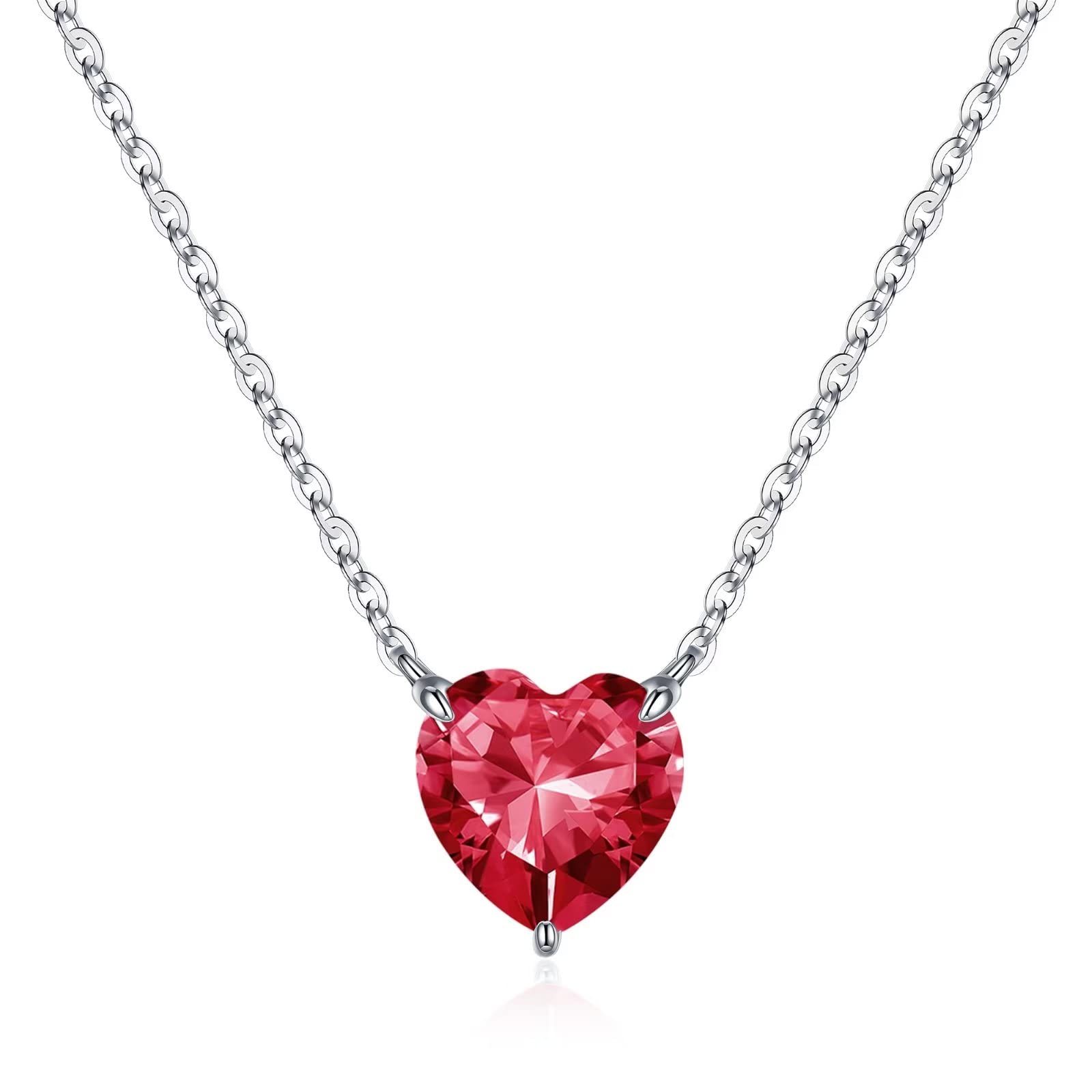 Heart Birthstone Pendant Necklace for Women - Sterling Silver 925 Love You Forever Jewelry with Birthstone | Perfect for Anniversary, Christmas, Valentine's Day, Mother's Day & Birthday Gifts for Her, Mom, Sister or Girlfriend | Elegant Everyday Wear & Special Occasion Jewelry