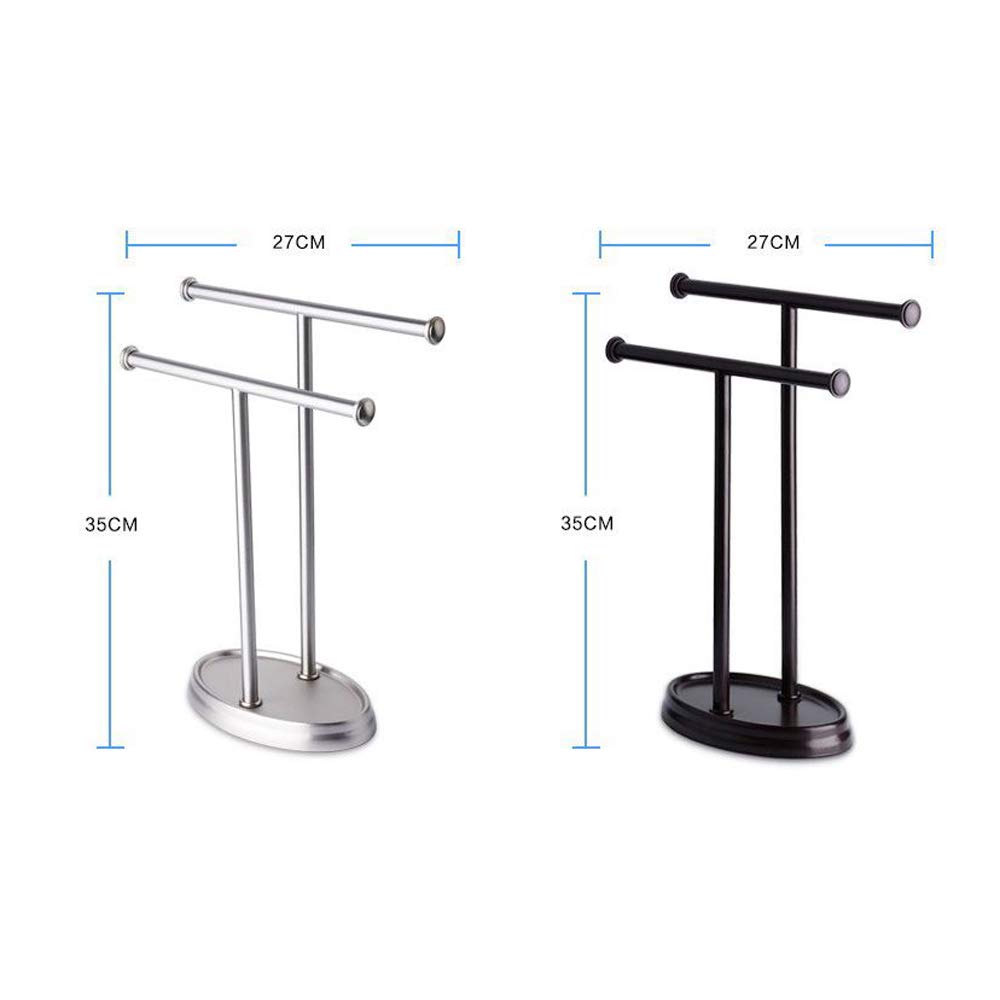 Stainless Steel Black Wing Bathroom & Kitchen Towel Holder Stand - Countertop Hand Towel Rack for Guest Washcloths & Small Towels - Perfect for Bathroom Decor, Kitchen Organization & Guest Room Essentials