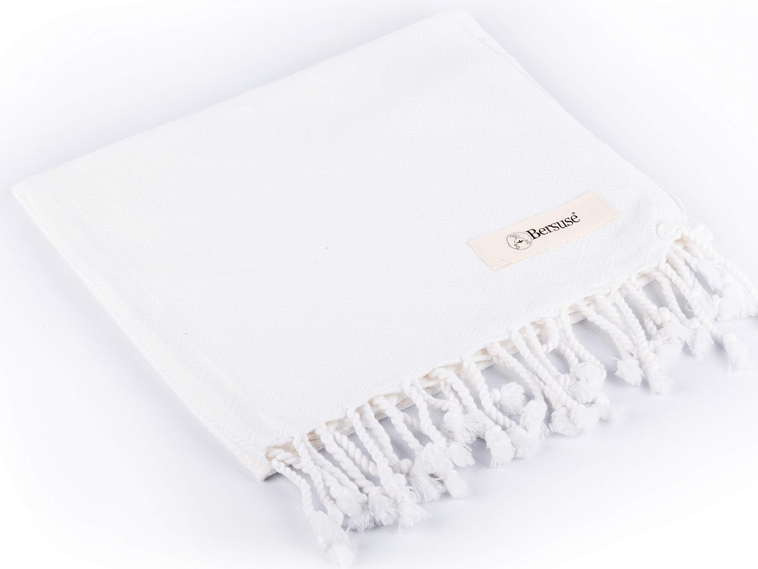 Bersuse 100% Cotton Turkish Bath Towels - Ultra Absorbent & Quick-Drying Hand Towels for Bathroom, Kitchen & Spa - Soft Face, Hair & Hand Towels Set of 6 (23x43 Inches, White) - Perfect for Home, Hotel & Gym Use