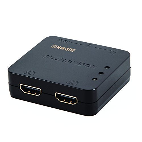 Duronic HS12 HDMI Splitter Box - 2 Way 1x2 HDMI Splitter, Full HD 1080p 3D, 1 Input 2 Output for Dual Monitor Setup | Perfect for Home Theater, Gaming & Conference Room Displays
