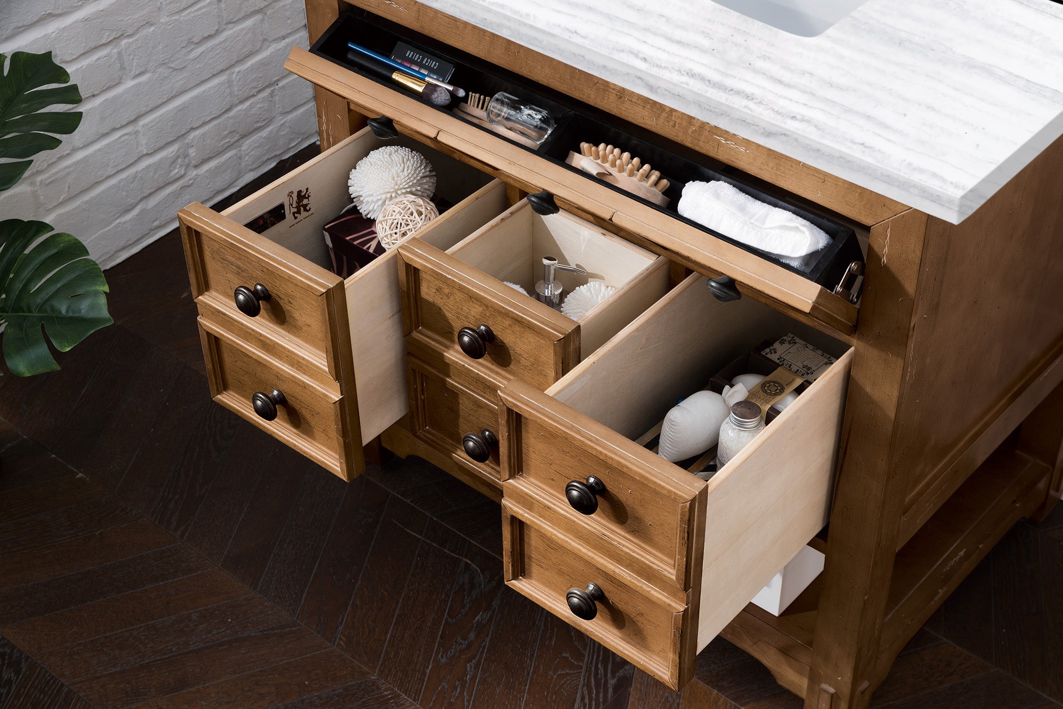 Malibu 36 Inch Single Bathroom Vanity with Honey Alder Wood & 3CM Arctic Fall Solid Surface Top - Perfect for Modern Master Bathrooms & Guest Bathroom Renovations