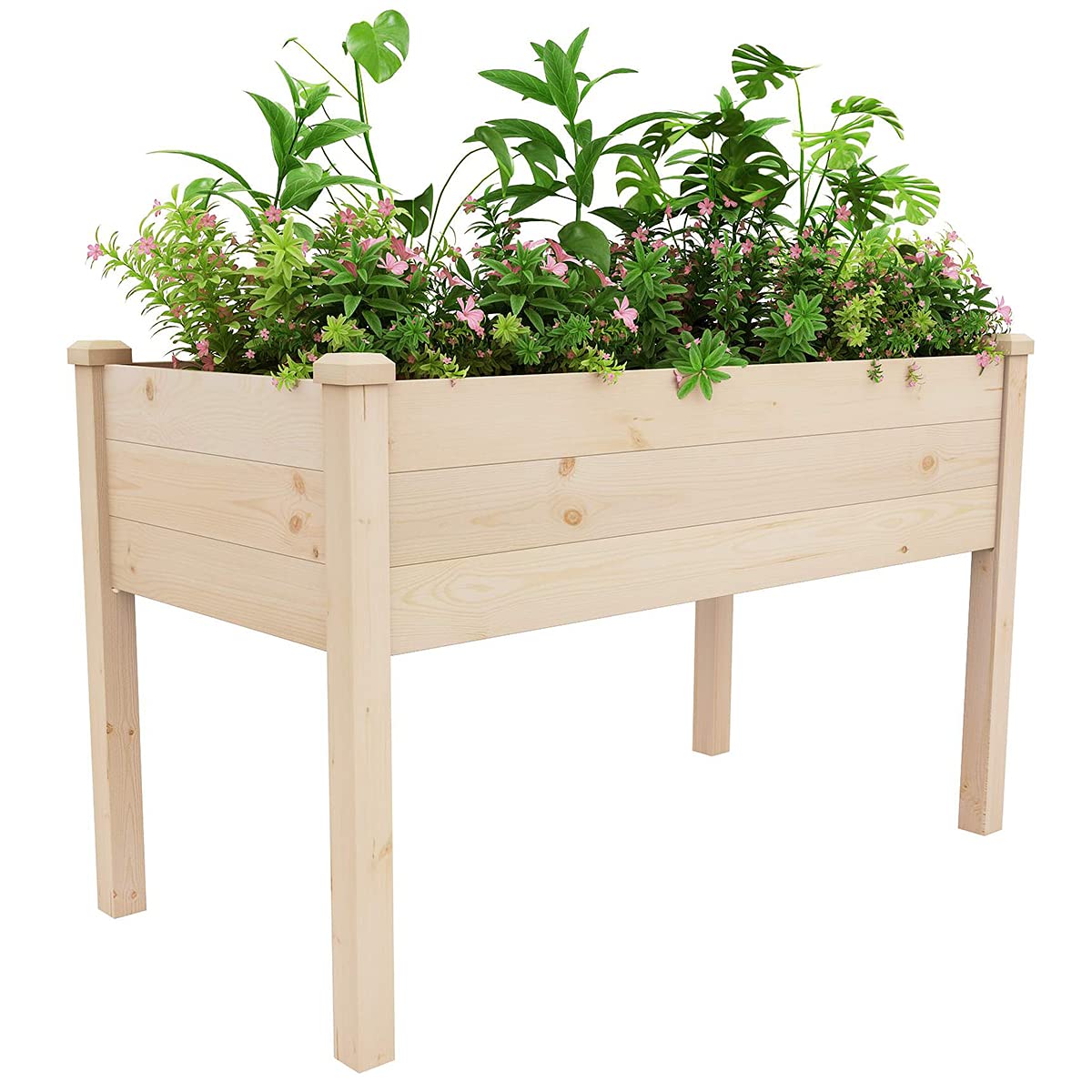 48x24x30in Raised Garden Bed - Elevated Wood Planter Box Stand with Bed Liner for Backyard, Patio, Balcony | Perfect for Vegetables, Flowers & Herbs Gardening
